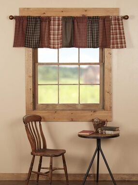 VHC Brands, Beckham, Cotton, 16x72, Patchwork Valance, Red